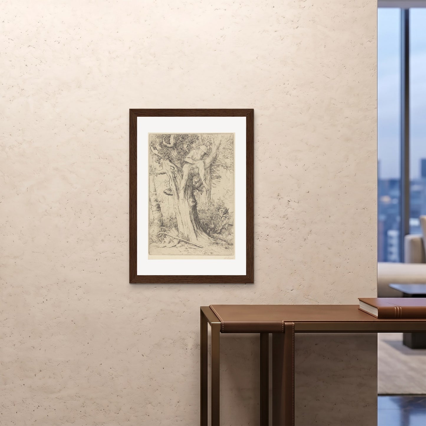 Orlonzo - FRAMED PRINT DARK WOOD A1594x841cm ROOM