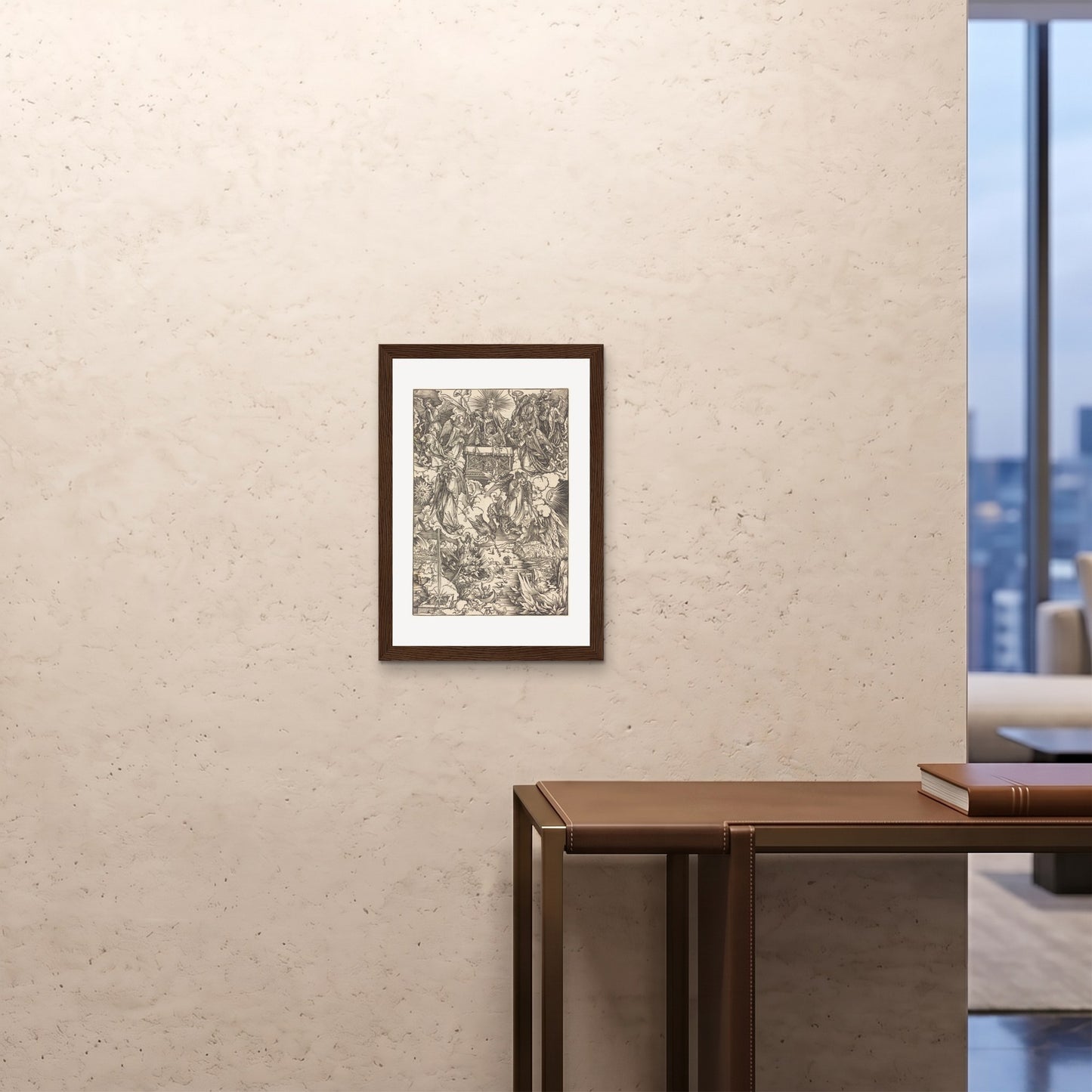 Orlonzo - FRAMED PRINT DARK WOOD A242x594cm ROOM