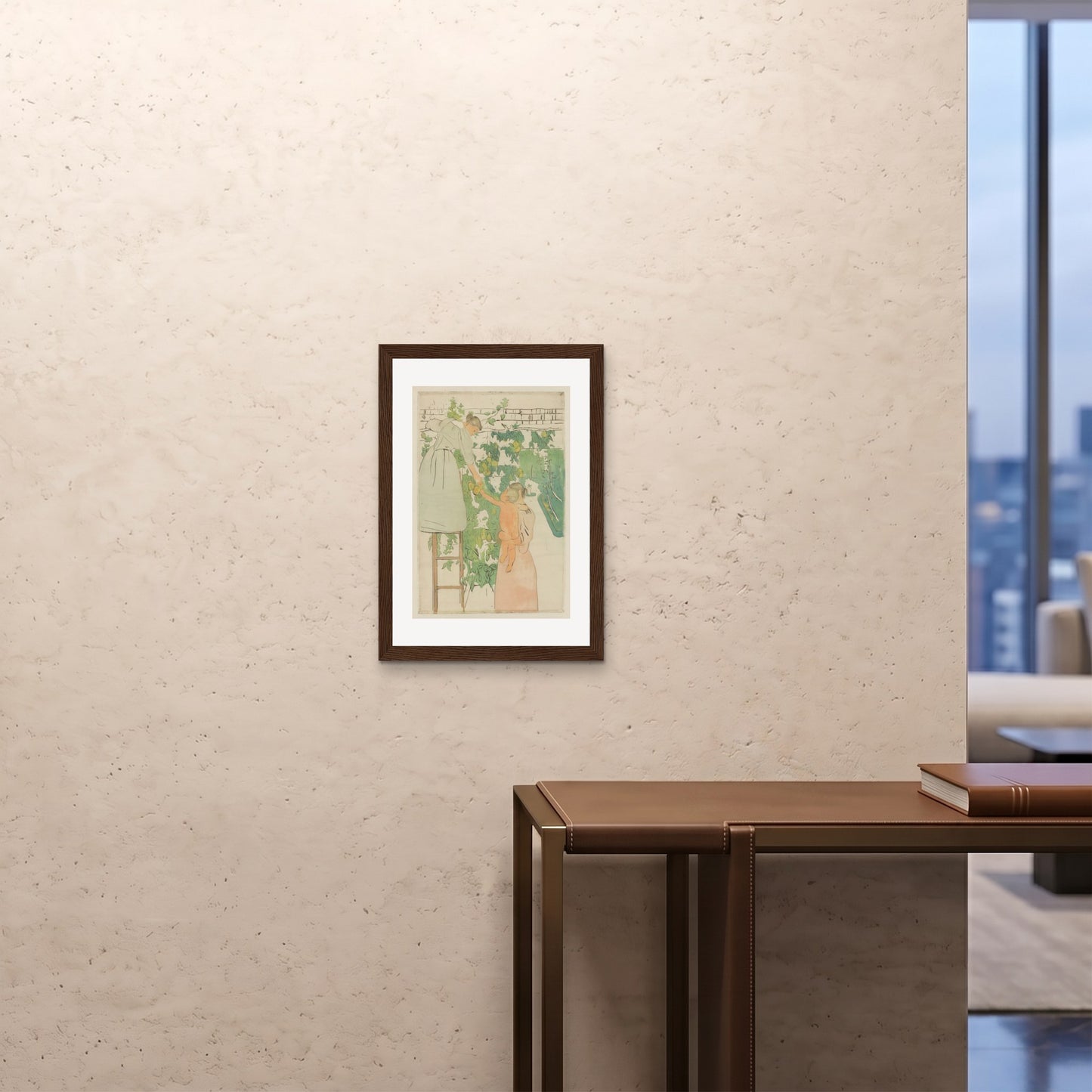 Orlonzo - FRAMED PRINT DARK WOOD A242x594cm ROOM