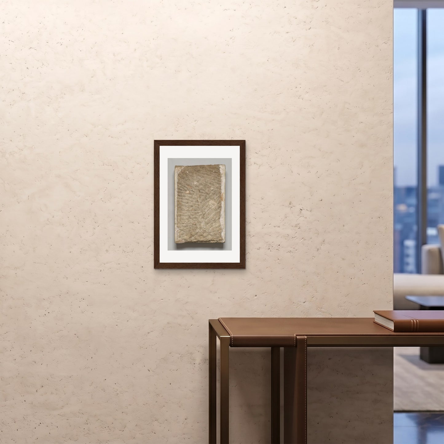 Orlonzo - FRAMED PRINT DARK WOOD A242x594cm ROOM