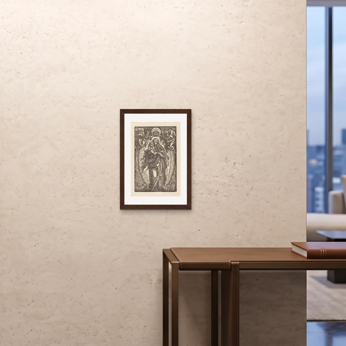 Orlonzo - FRAMED PRINT DARK WOOD A242x594cm ROOM
