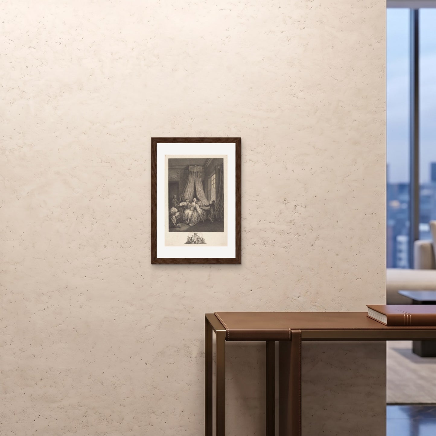 Orlonzo - FRAMED PRINT DARK WOOD A242x594cm ROOM