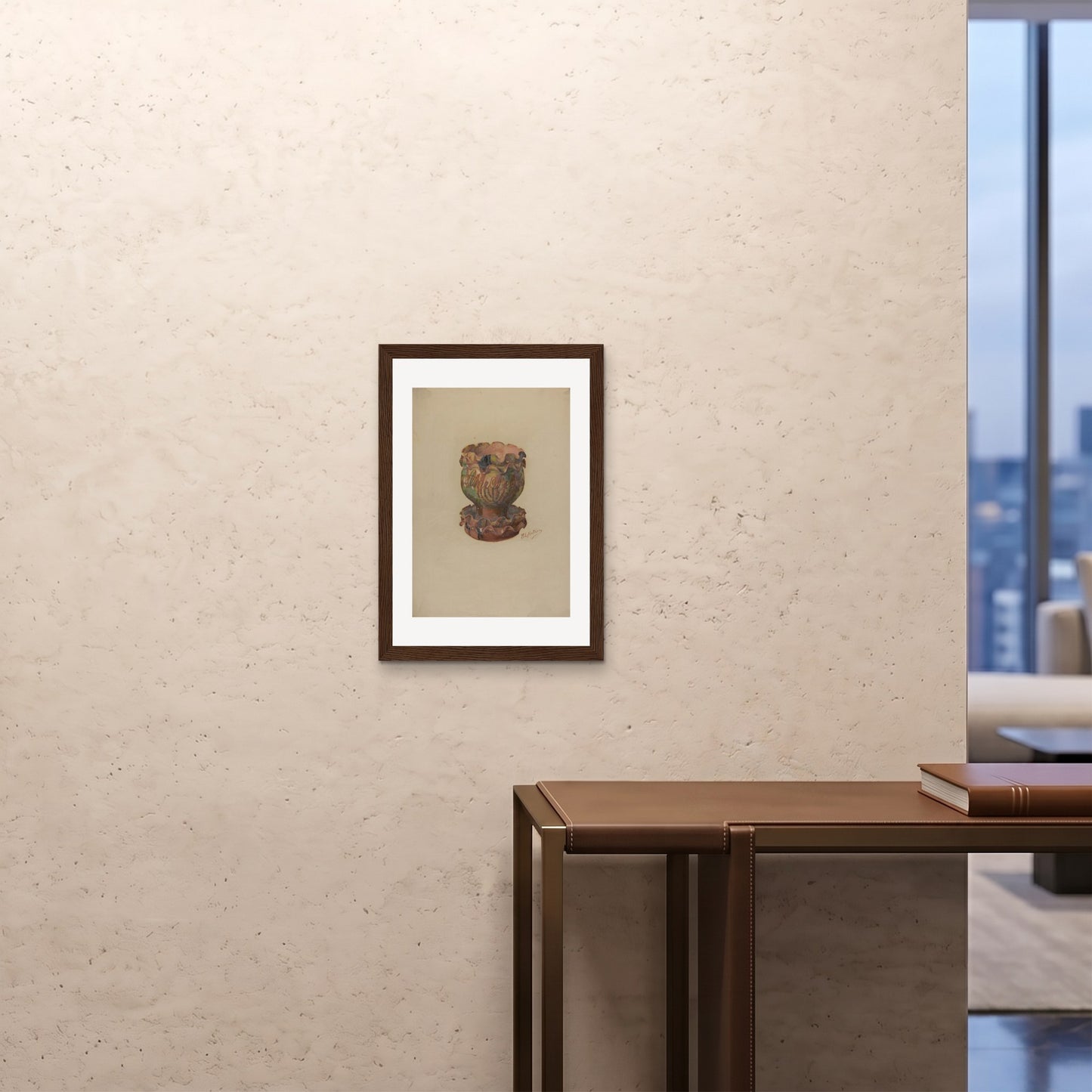 Orlonzo - FRAMED PRINT DARK WOOD A242x594cm ROOM