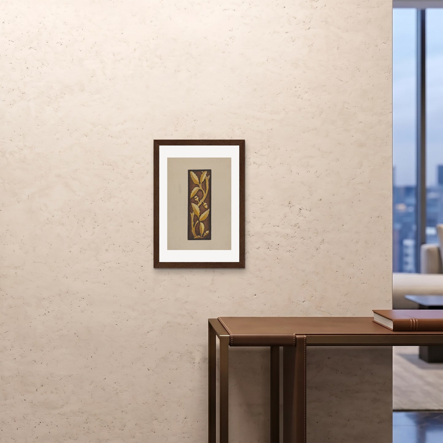Orlonzo - FRAMED PRINT DARK WOOD A242x594cm ROOM