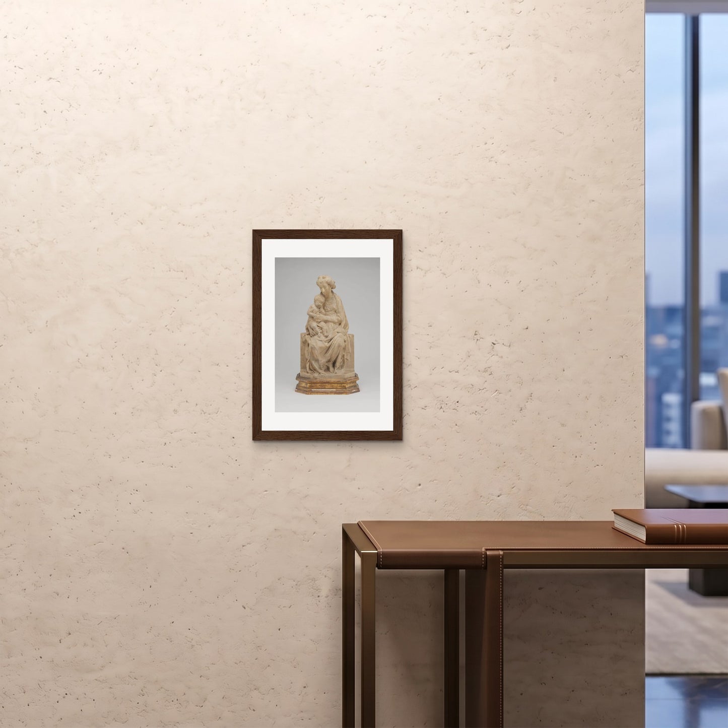 Orlonzo - FRAMED PRINT DARK WOOD A242x594cm ROOM