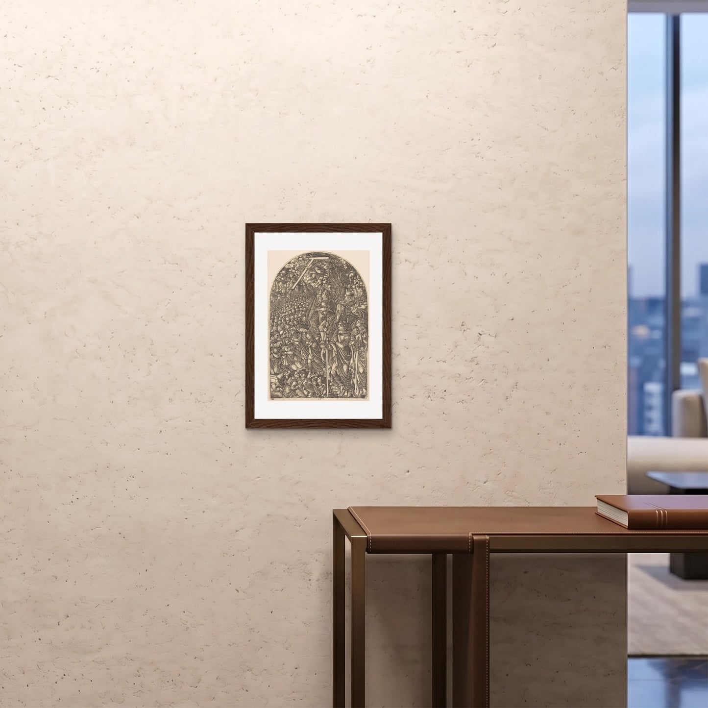 Orlonzo - FRAMED PRINT DARK WOOD A242x594cm ROOM