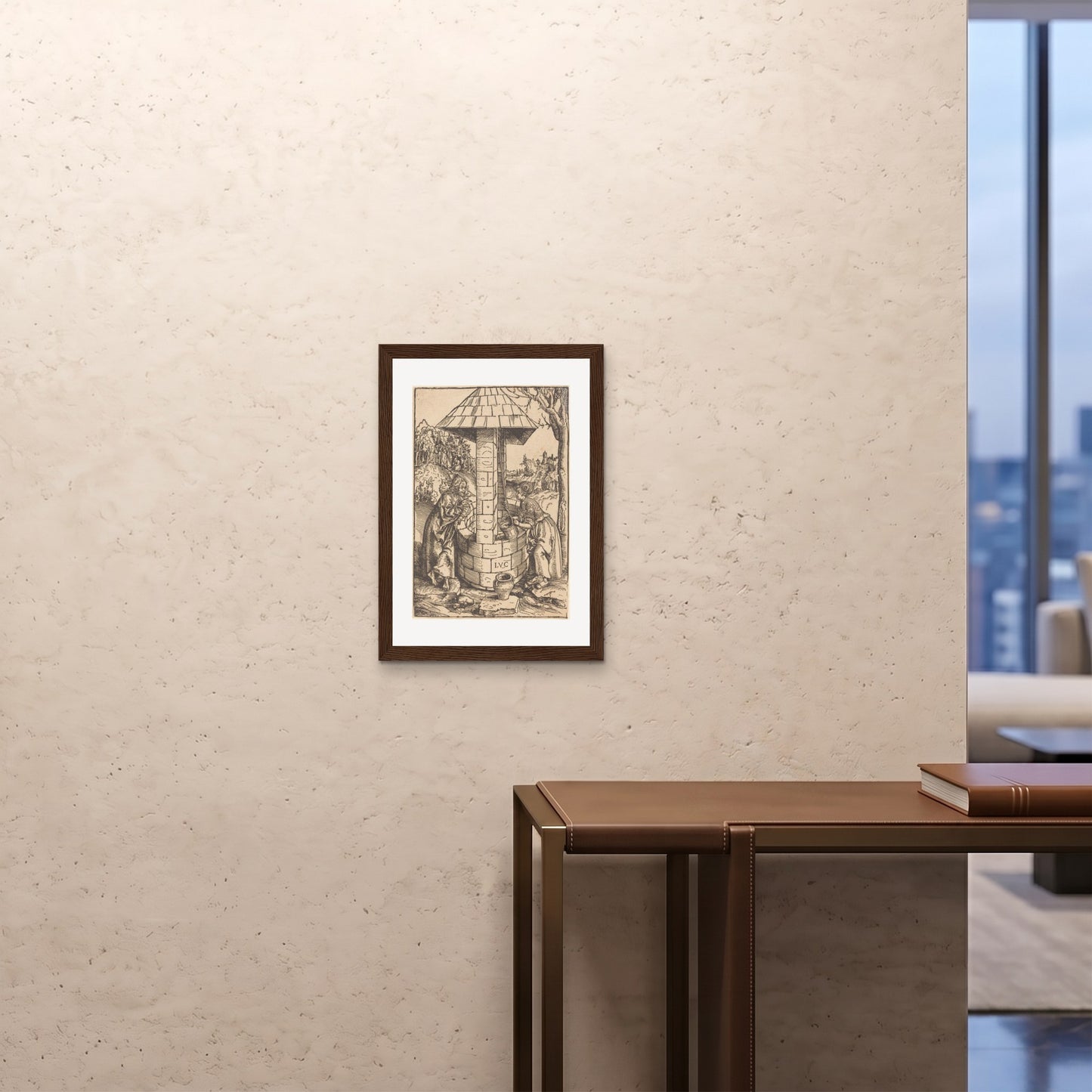 Orlonzo - FRAMED PRINT DARK WOOD A242x594cm ROOM