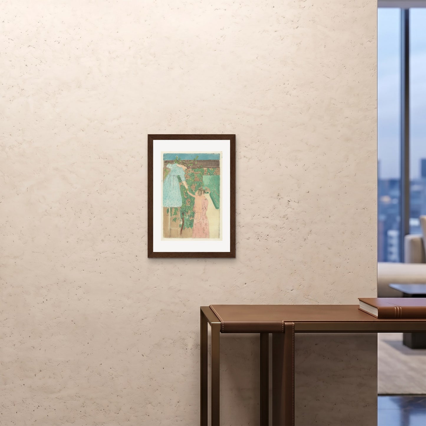 Orlonzo - FRAMED PRINT DARK WOOD A242x594cm ROOM