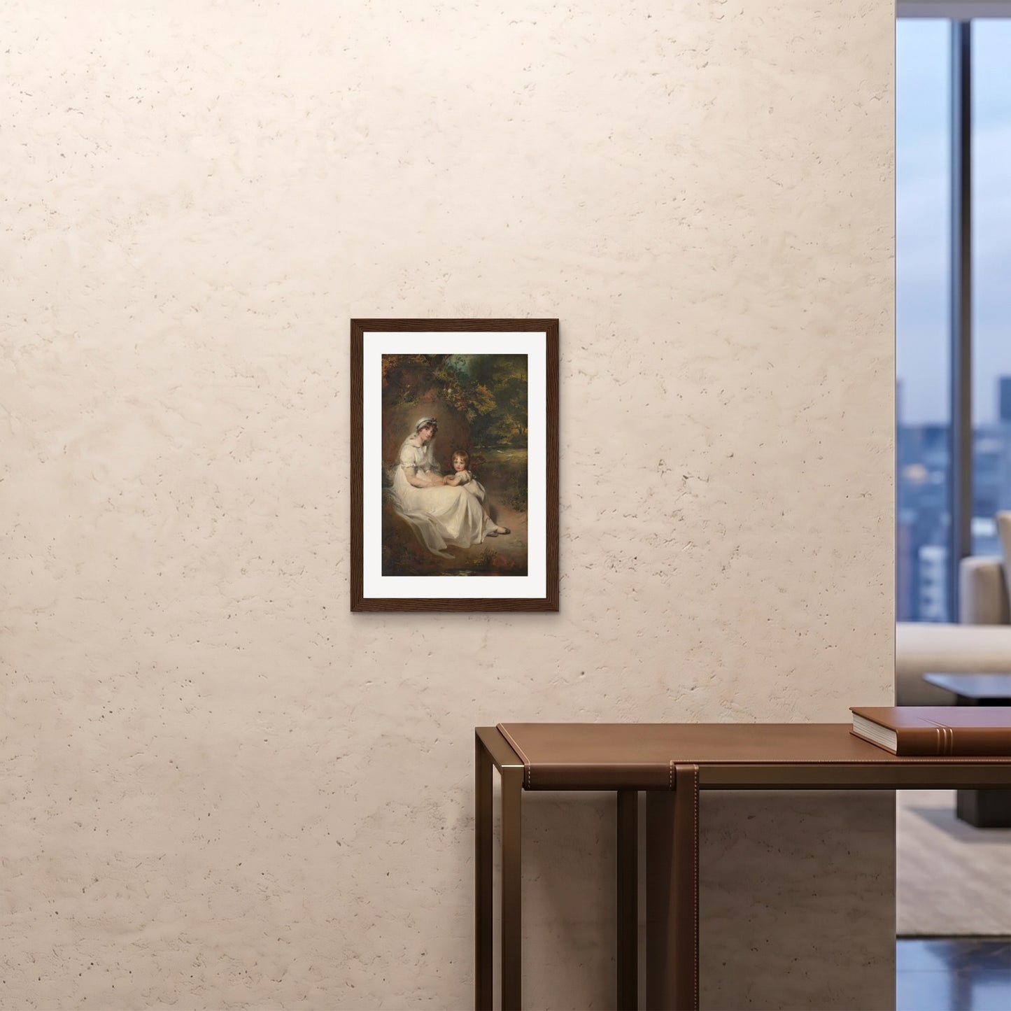 Orlonzo - FRAMED PRINT DARK WOOD A242x594cm ROOM