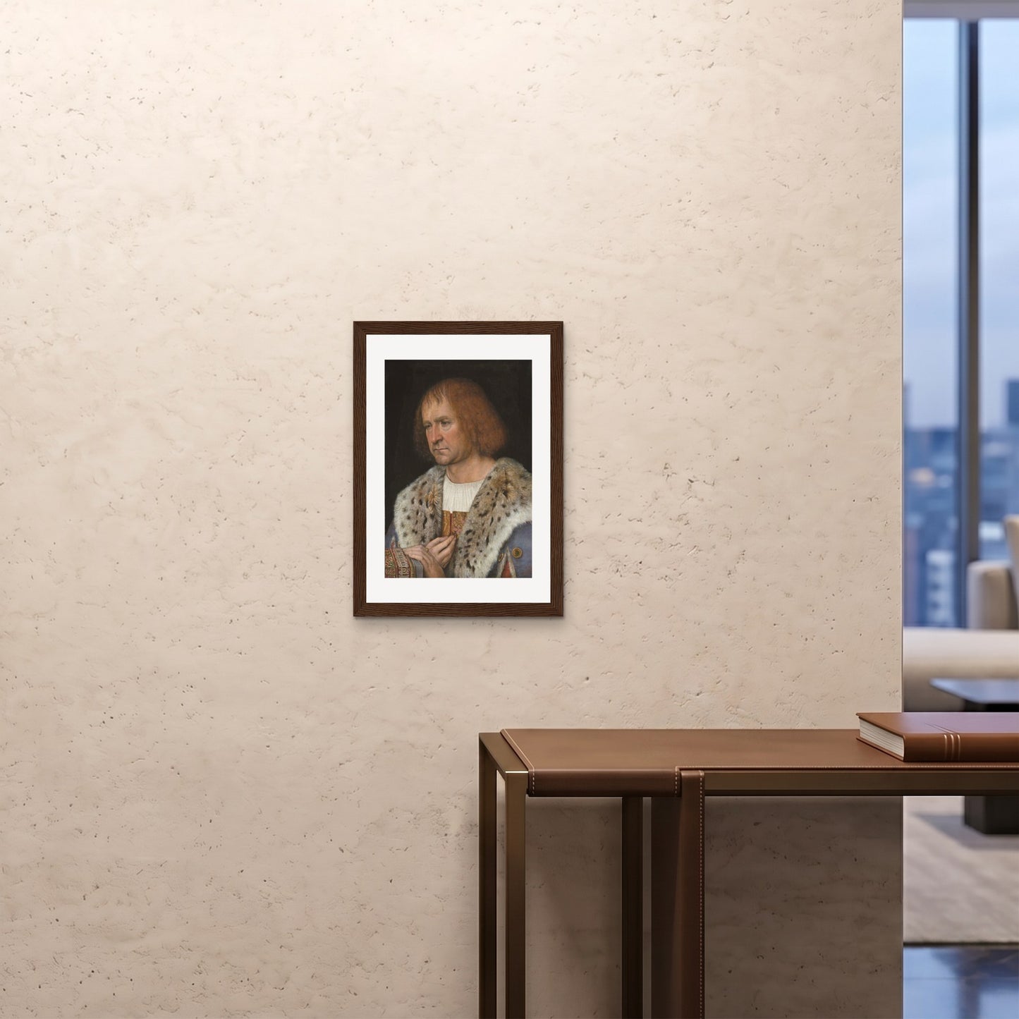 Orlonzo - FRAMED PRINT DARK WOOD A242x594cm ROOM