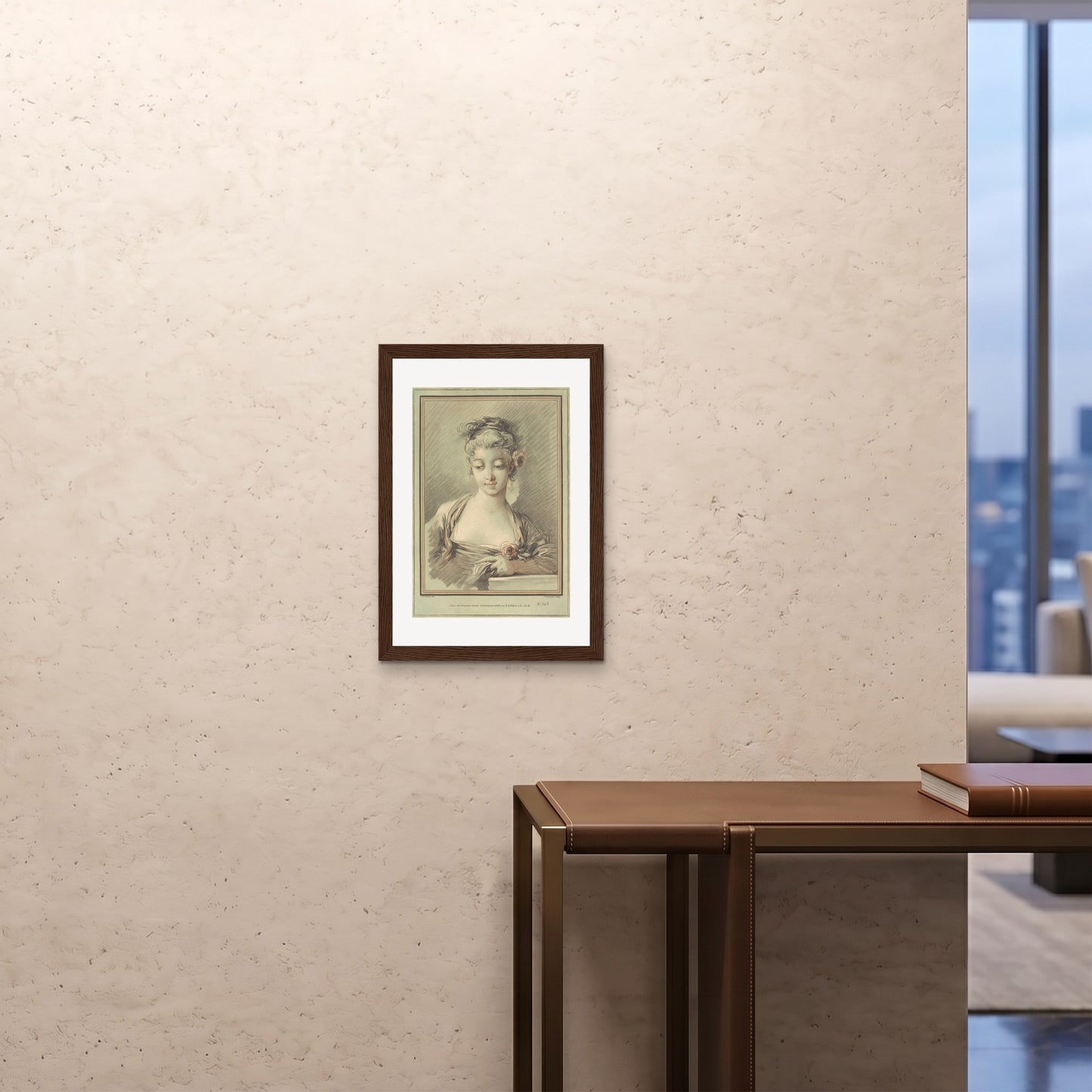 Orlonzo - FRAMED PRINT DARK WOOD A242x594cm ROOM