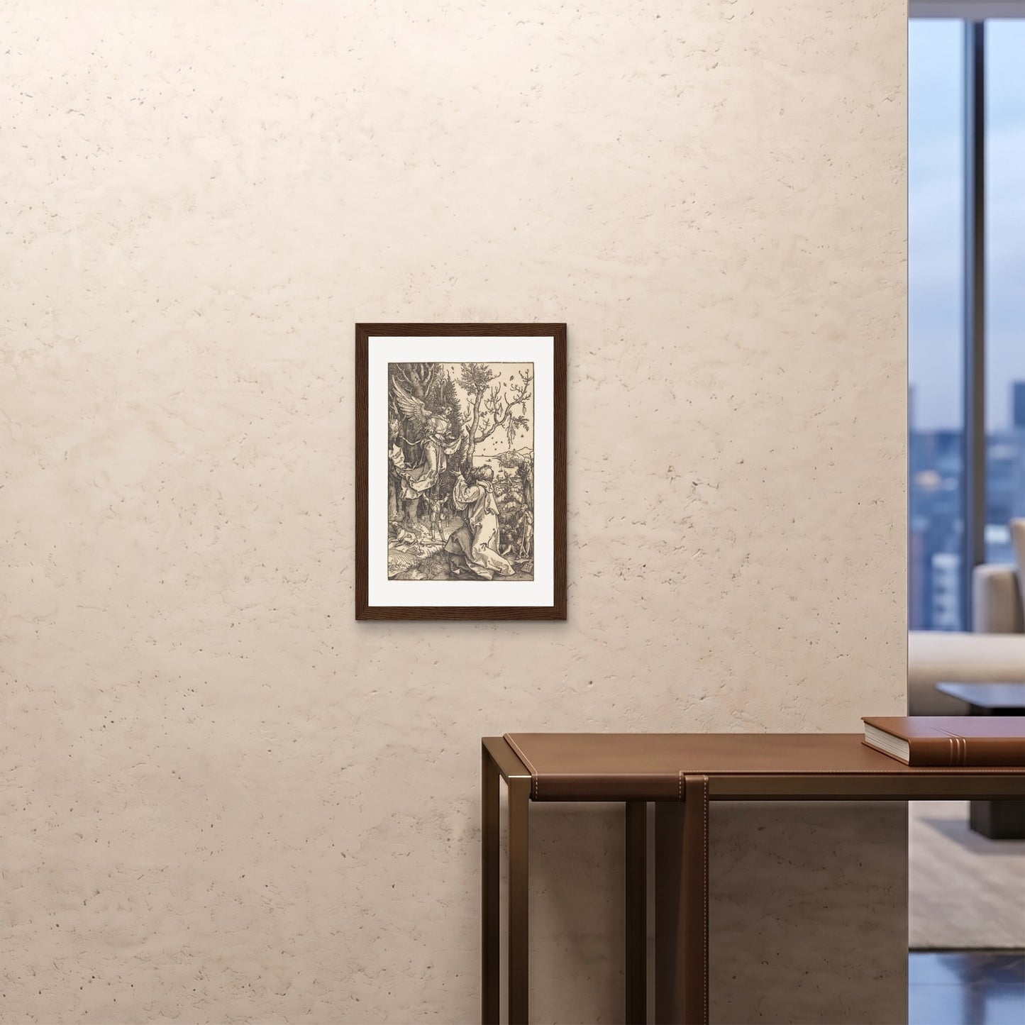 Orlonzo - FRAMED PRINT DARK WOOD A242x594cm ROOM