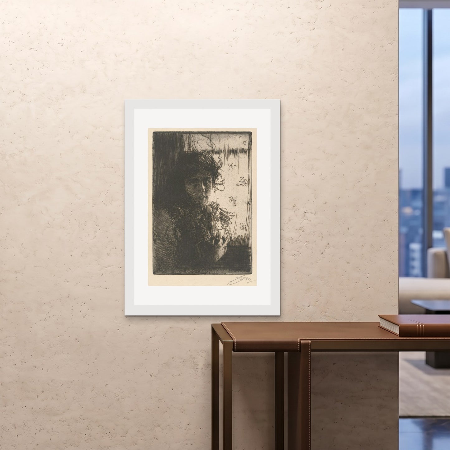 Orlonzo - FRAMED PRINT WHITE 28x4070x100cm ROOM